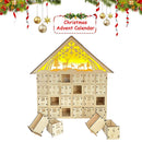 Christmas Wooden 24 Countdown Arrival Music Calendar Wooden Office Desktop Decorations Bedroom Arrival Village Scene Ornaments