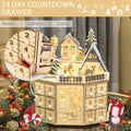 Christmas Wooden 24 Countdown Arrival Music Calendar Wooden Office Desktop Decorations Bedroom Arrival Village Scene Ornaments
