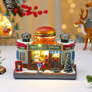 Christmas Lighted Music Box Resin Santa Ornament Gift Box Xmas Decorative Gift for Home Kitchen Cafe Window Holiday Party