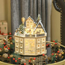 Christmas Wooden 24 Countdown Arrival Music Calendar Wooden Office Desktop Decorations Bedroom Arrival Village Scene Ornaments
