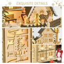 Christmas Wooden 24 Countdown Arrival Music Calendar Wooden Office Desktop Decorations Bedroom Arrival Village Scene Ornaments